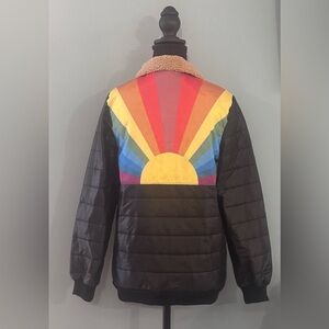 Source Unknown Colorful Sunburst Puffer Woman's Jacket